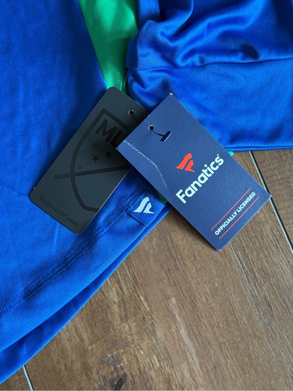 Fanatics Blue Long Sleeve Shirt with Green Accent